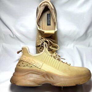 Bebe Sport Analia Women's Gold/Tan/Rhinestone Sneakers-Slip On-Sz.8 1/2-Comfy